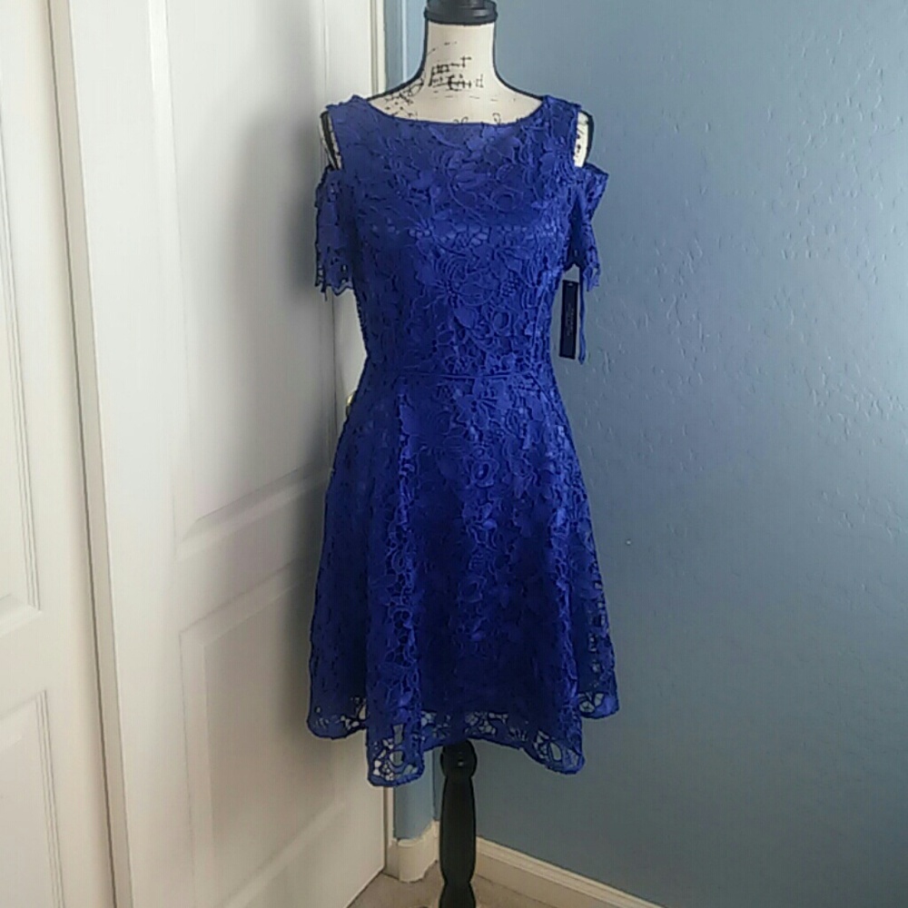 Tahari Cold Shoulder Lace Dress